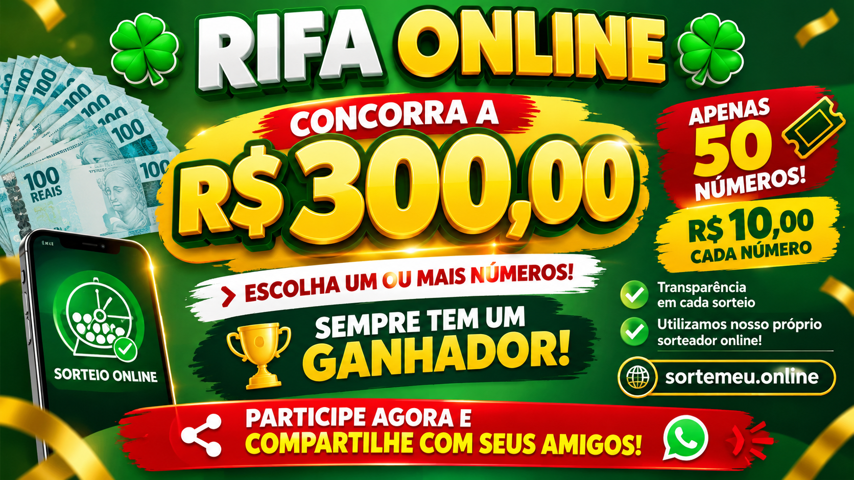 Vibrant Green and Gold Online Raffle Banner